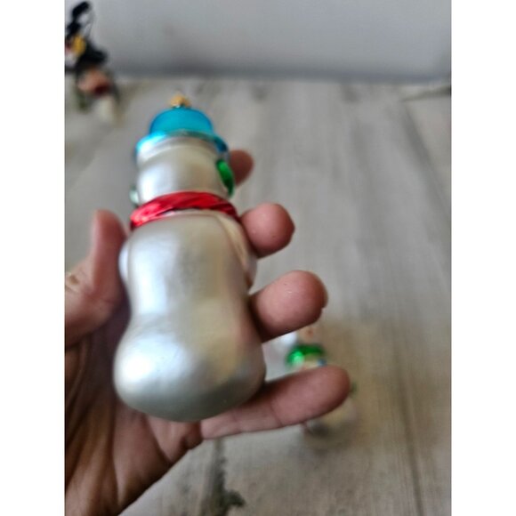 Vintage glass snowman Columbia blue green red Xmas tree - Picture 6 of 13